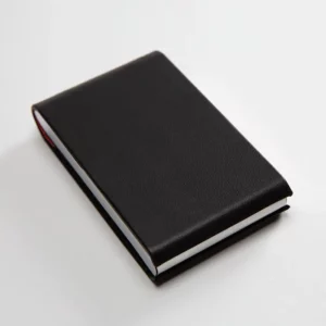Étui à cartes de visite verticale en cuir noir