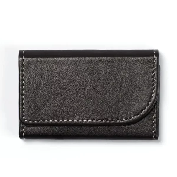 Porte-cartes de visite en cuir noir